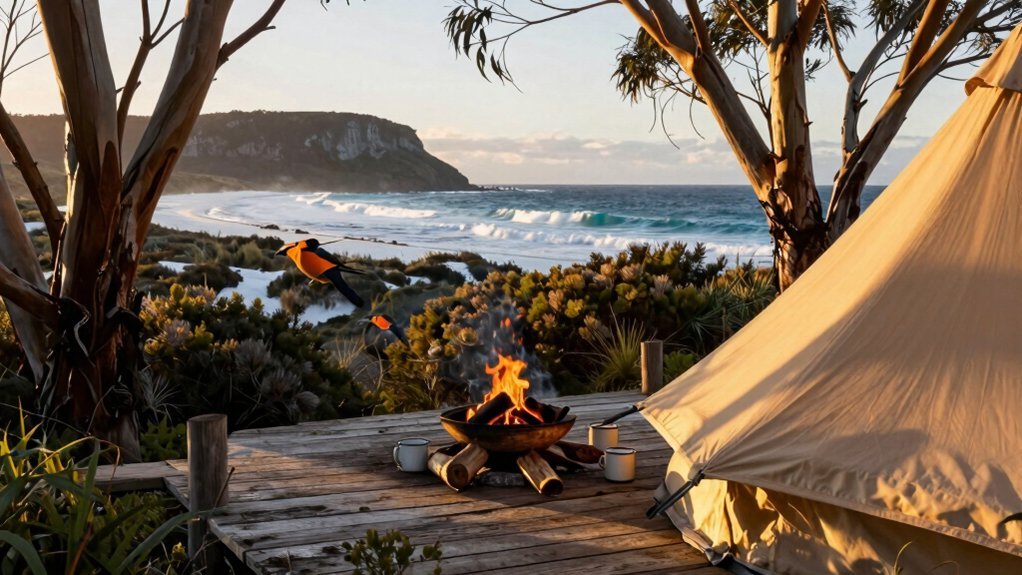 cloudy bay bruny island awakening