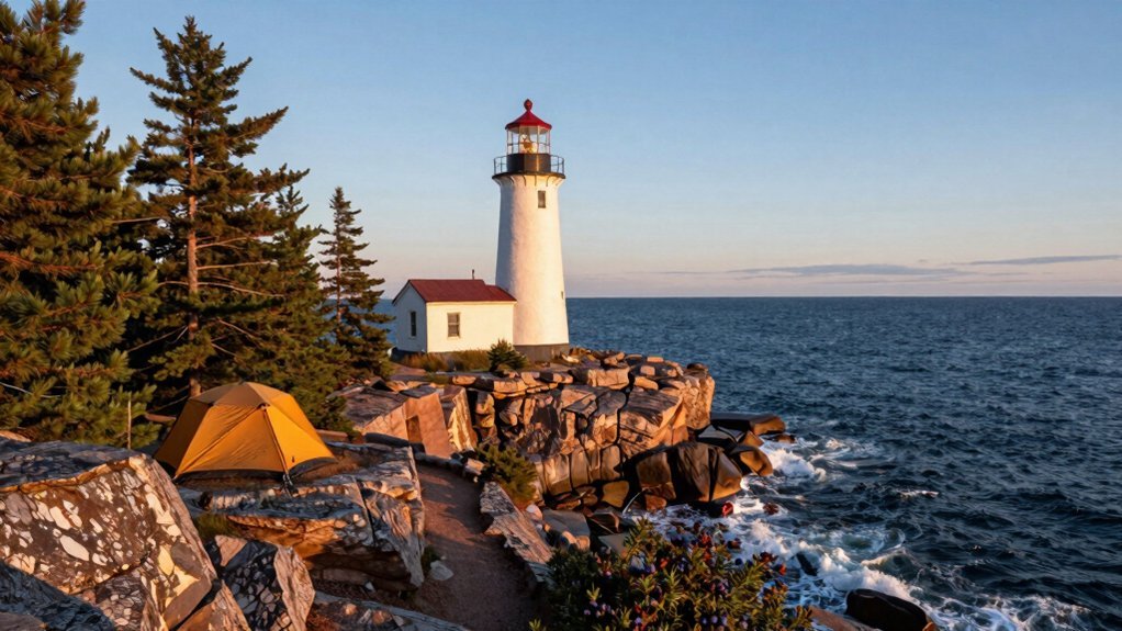 lighthouse lake superior rustic camping