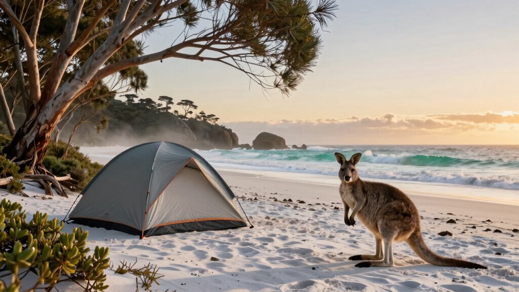 wallabies greet dawn shelter found